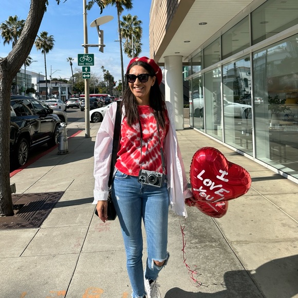 Red French tie dye beret - Picture 4 of 7